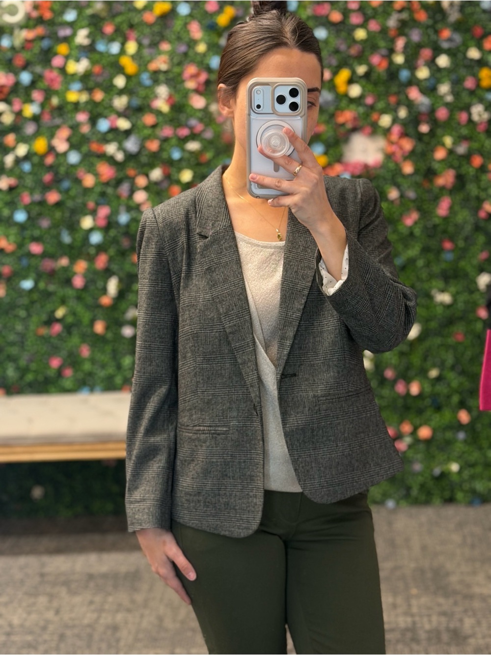 Kensie Gray Plaid Tailored Blazer Jacket - Picture 4 of 7